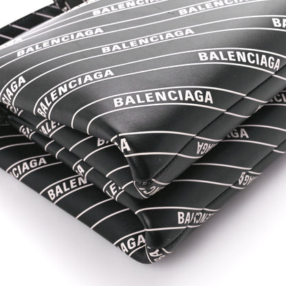 Balenciaga Calfskin Diagonal Allover Logo Print S Flap Bag Black White 10 of 11