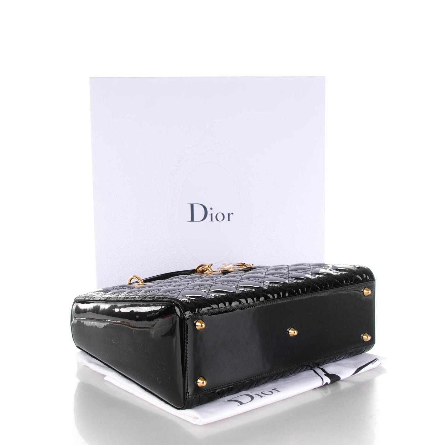 Patent Cannage Large Lady Dior Black