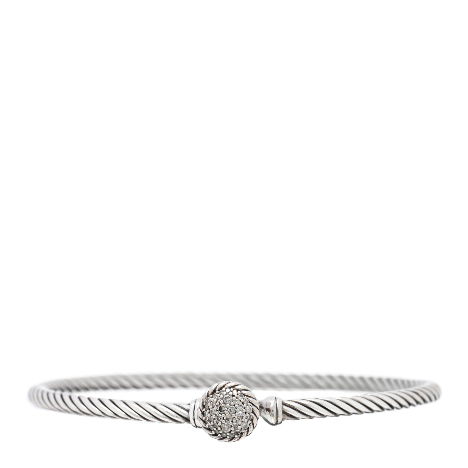 David Yurman Sterling Silver Diamond 3mm Chatelaine Bracelet 1 of 3