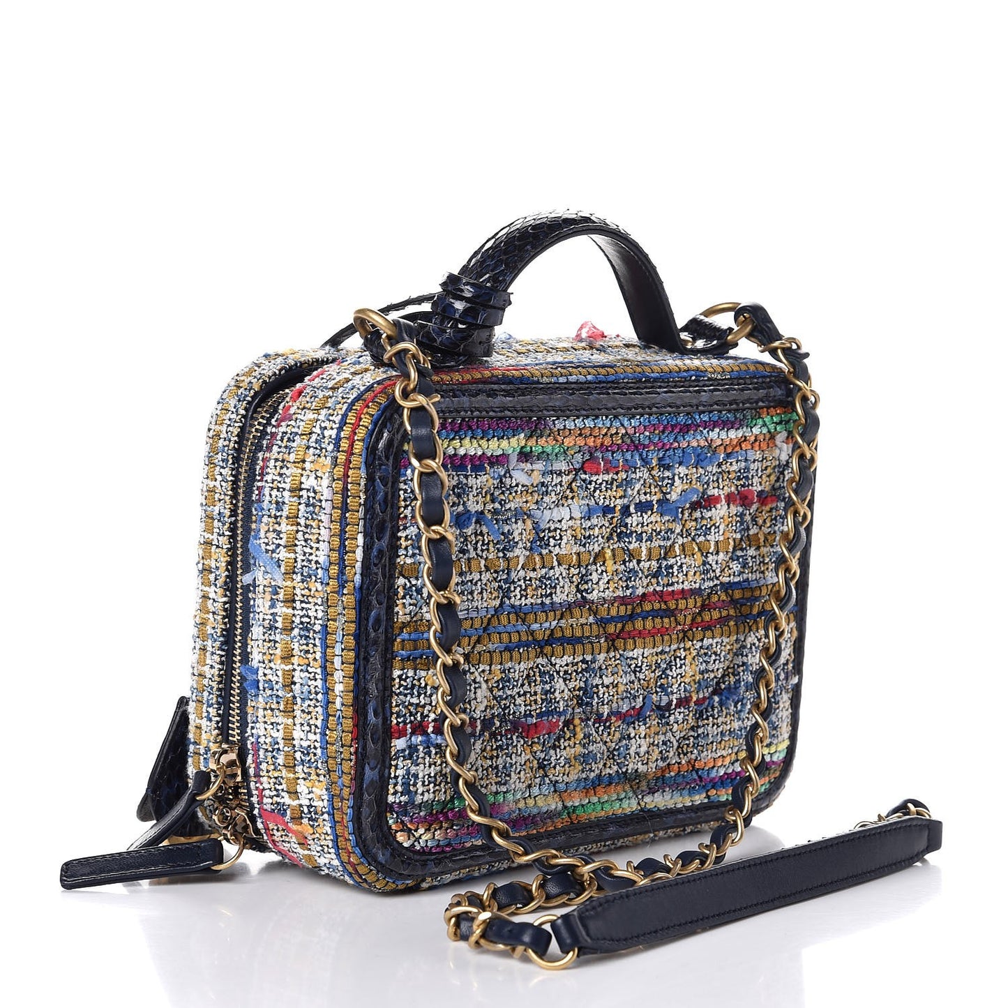 Tweed Snakeskin Quilted Medium CC Filigree Vanity Case Multicolor