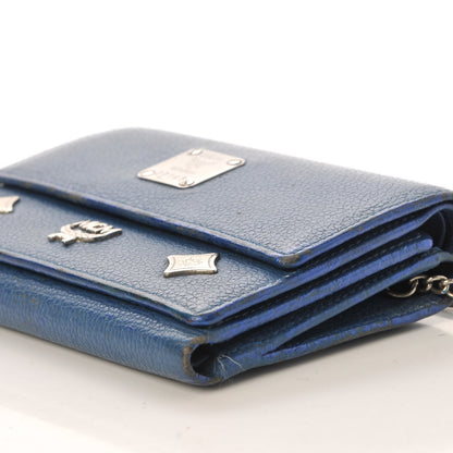 MCM Calfskin Studded Compact Wallet Blue 12 of 19