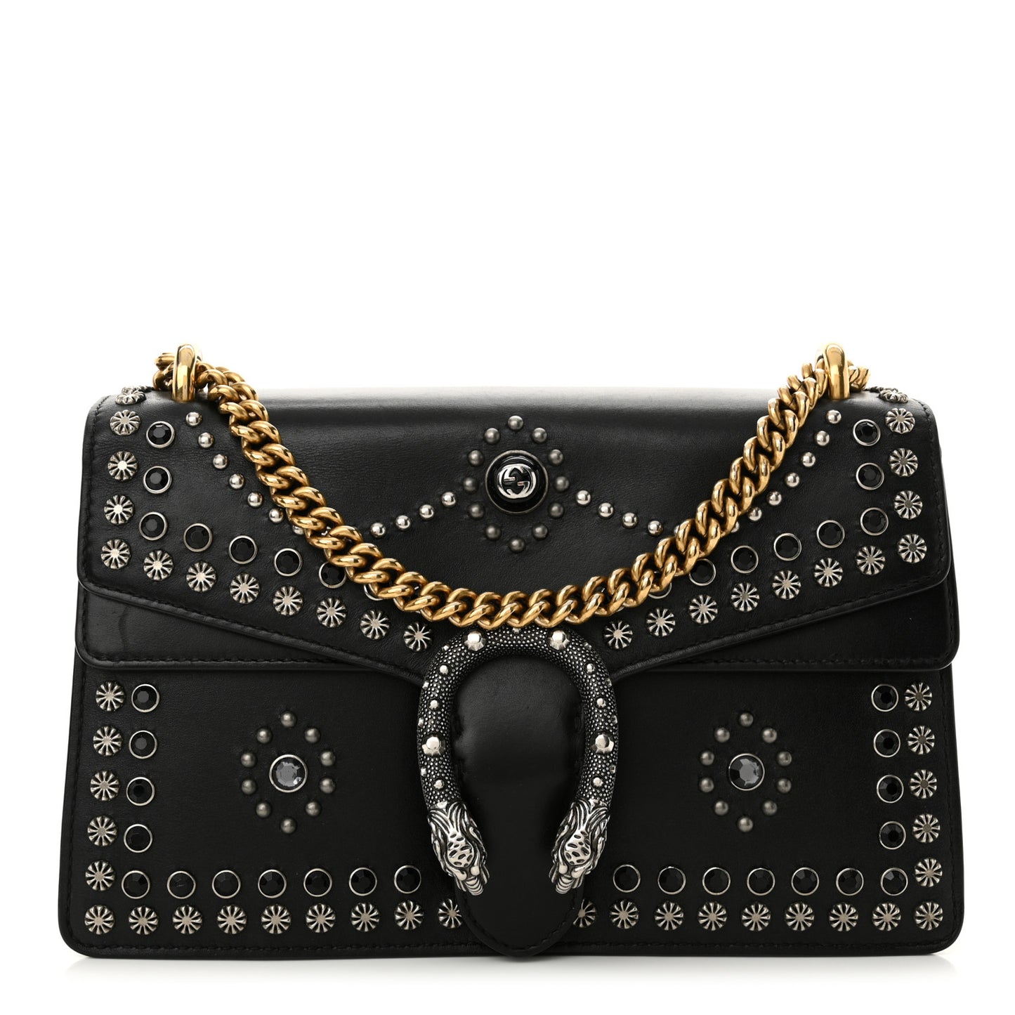 Calfskin Studded Small Dionysus Shoulder Bag Black
