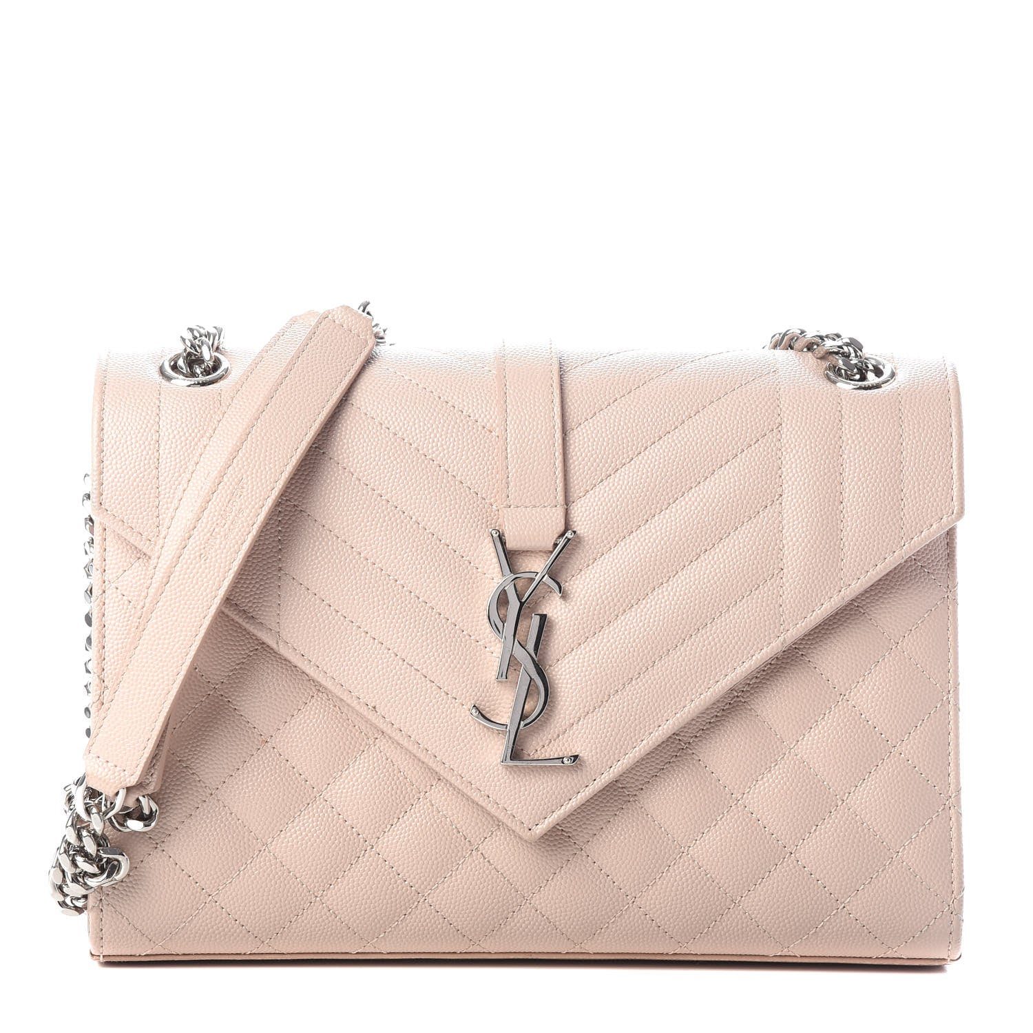 Saint Laurent Grain De Poudre Textured Mixed Matelasse Medium Triquilt Monogram Satchel Marble Pink 1 of 8