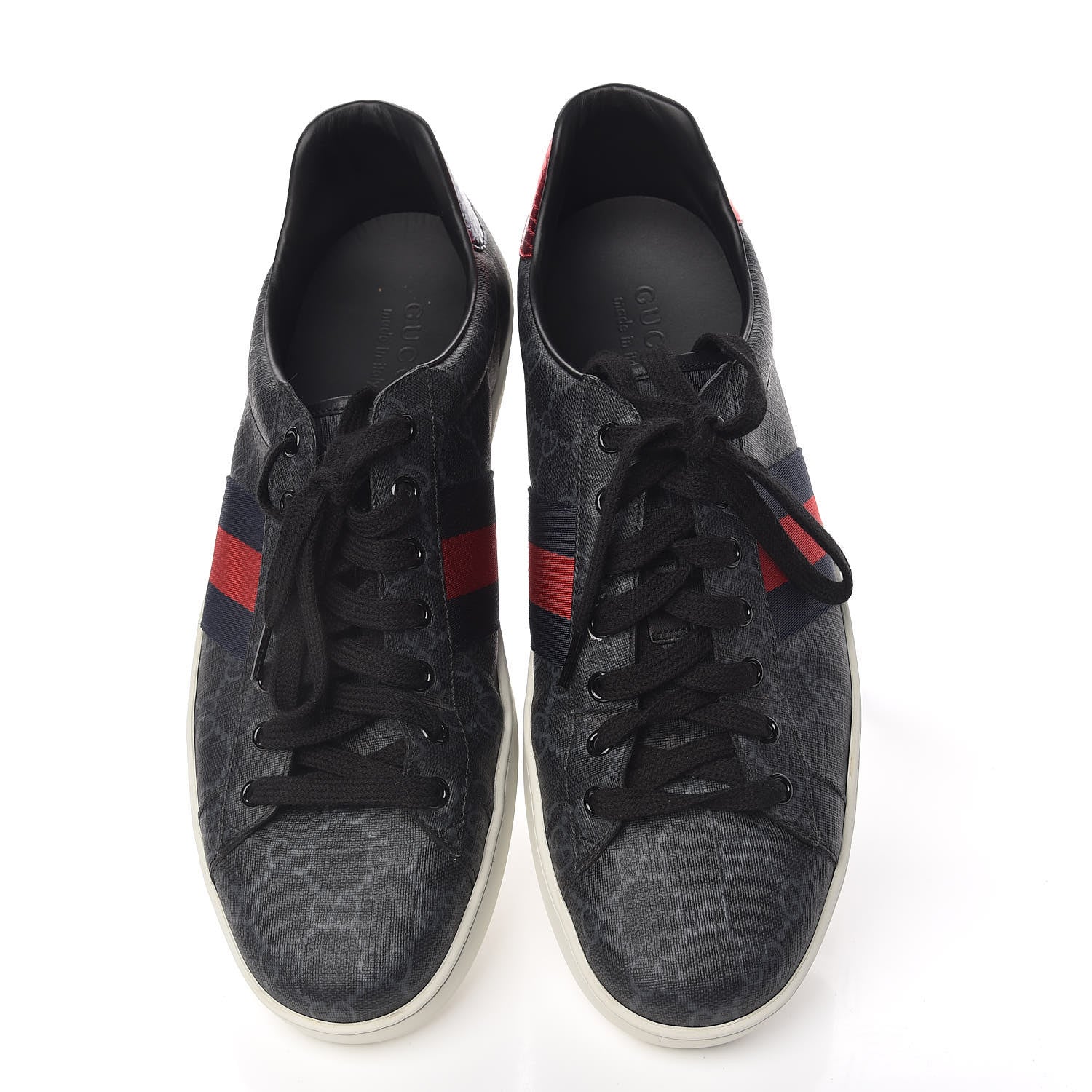 Gucci GG Supreme Monogram Ayers Web Mens New Ace Sneakers 11 Black 5 of 16