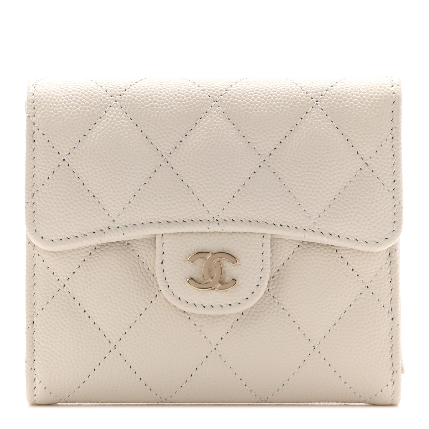 Chanel Caviar Quilted Compact Flap Wallet White 1 of 7