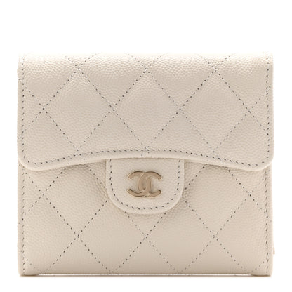 Chanel Caviar Quilted Compact Flap Wallet White 1 of 7