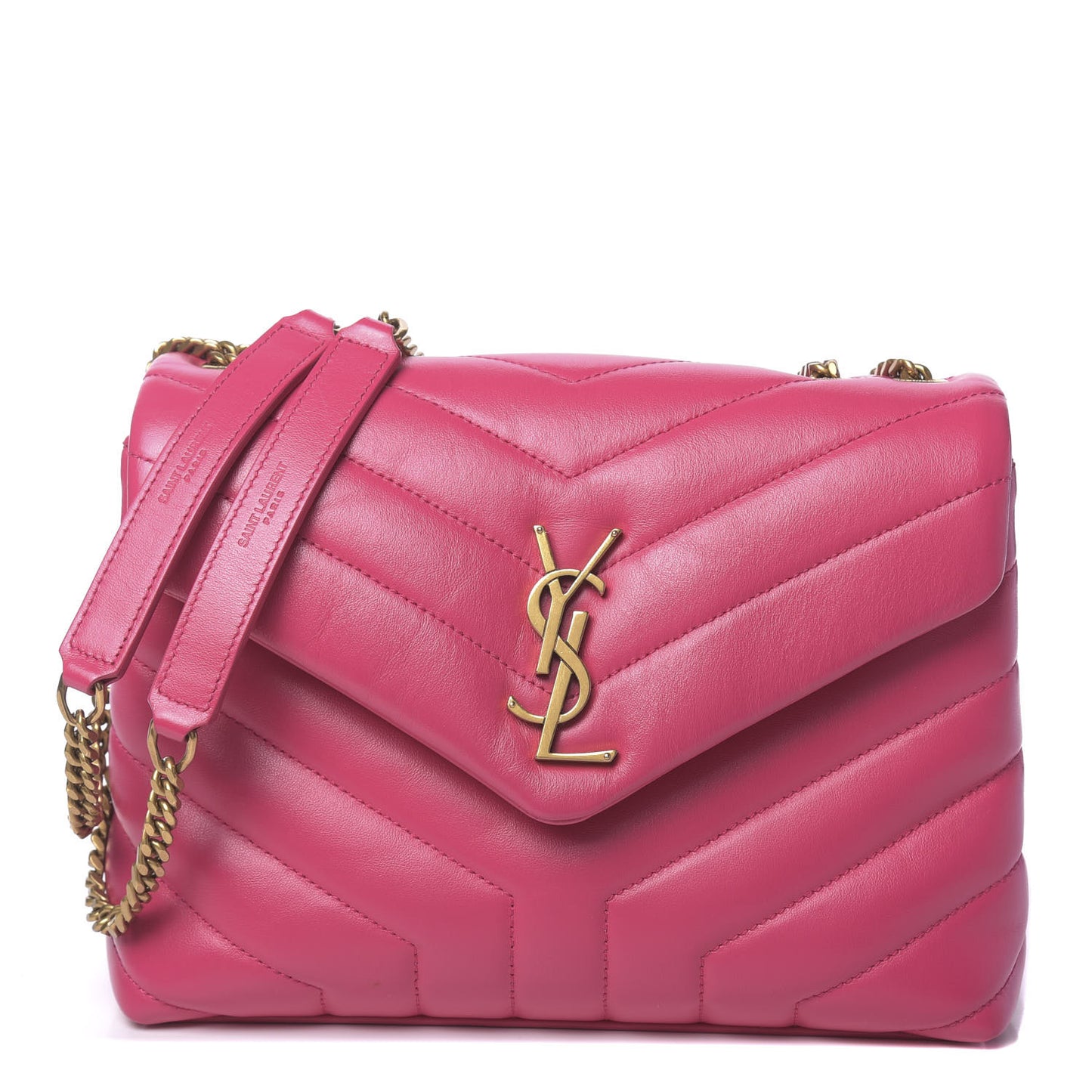 Calfskin Y Quilted Monogram Small Loulou Chain Satchel Fresh Fuchsia
