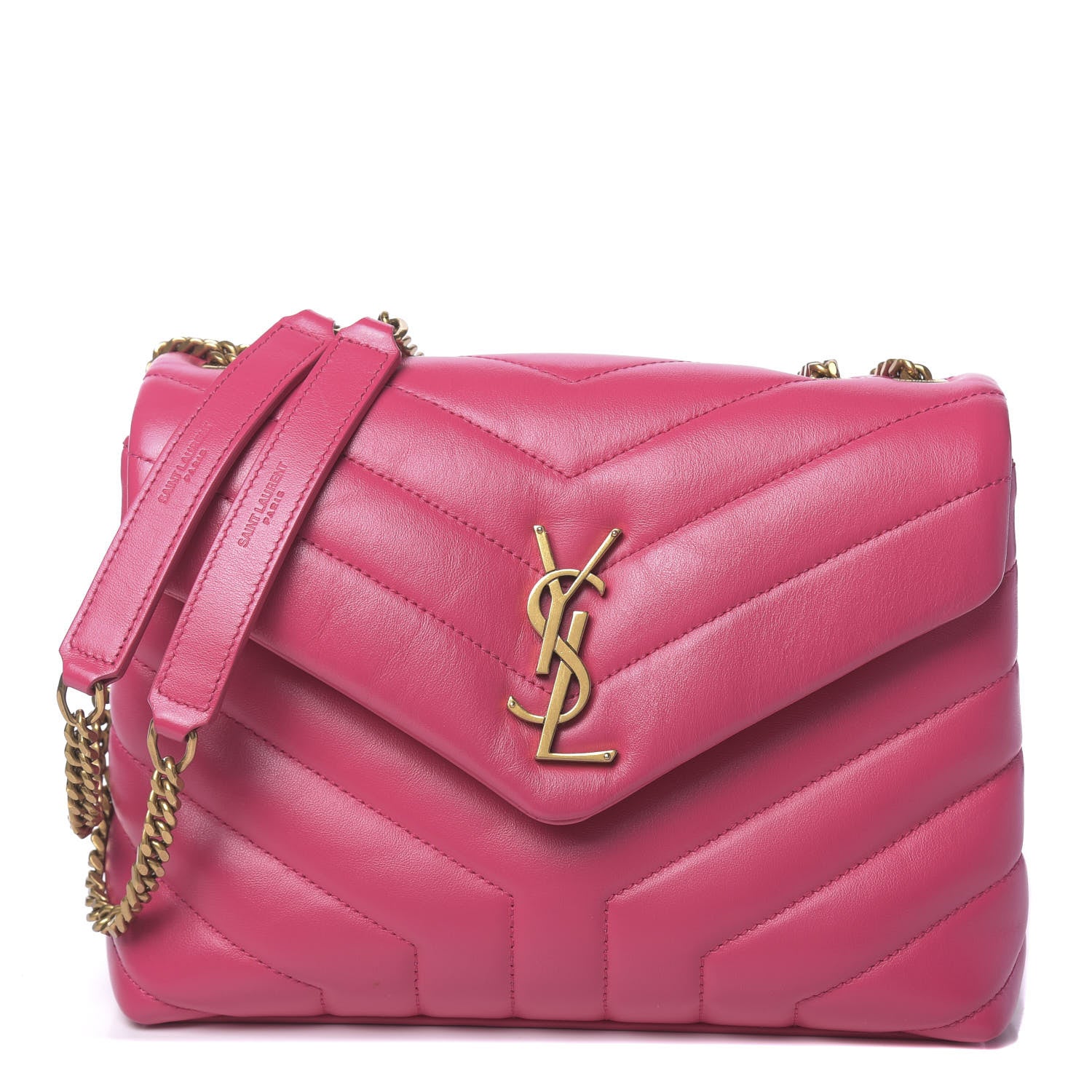 Saint Laurent Calfskin Y Quilted Monogram Small Loulou Chain Satchel Fresh Fuchsia 1 of 10