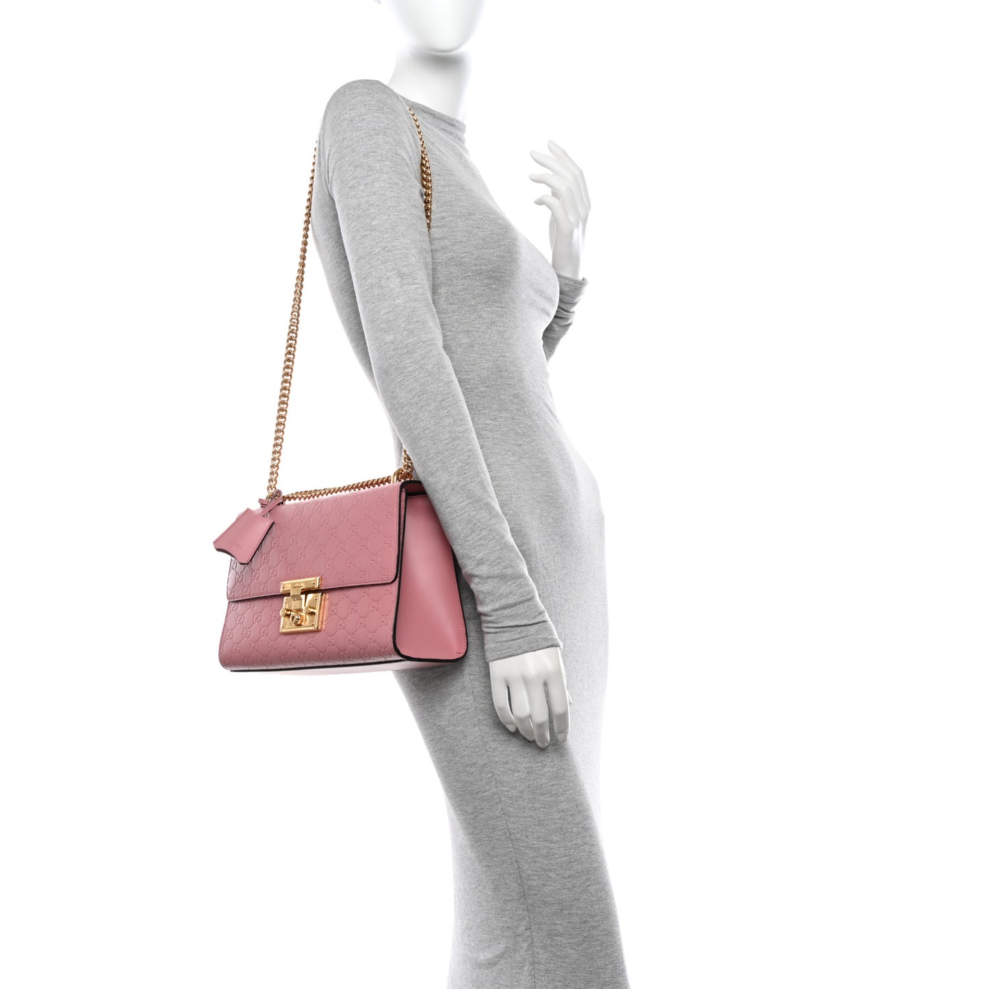 Guccissima Signature Medium Padlock Shoulder Bag Rose Baby Candy