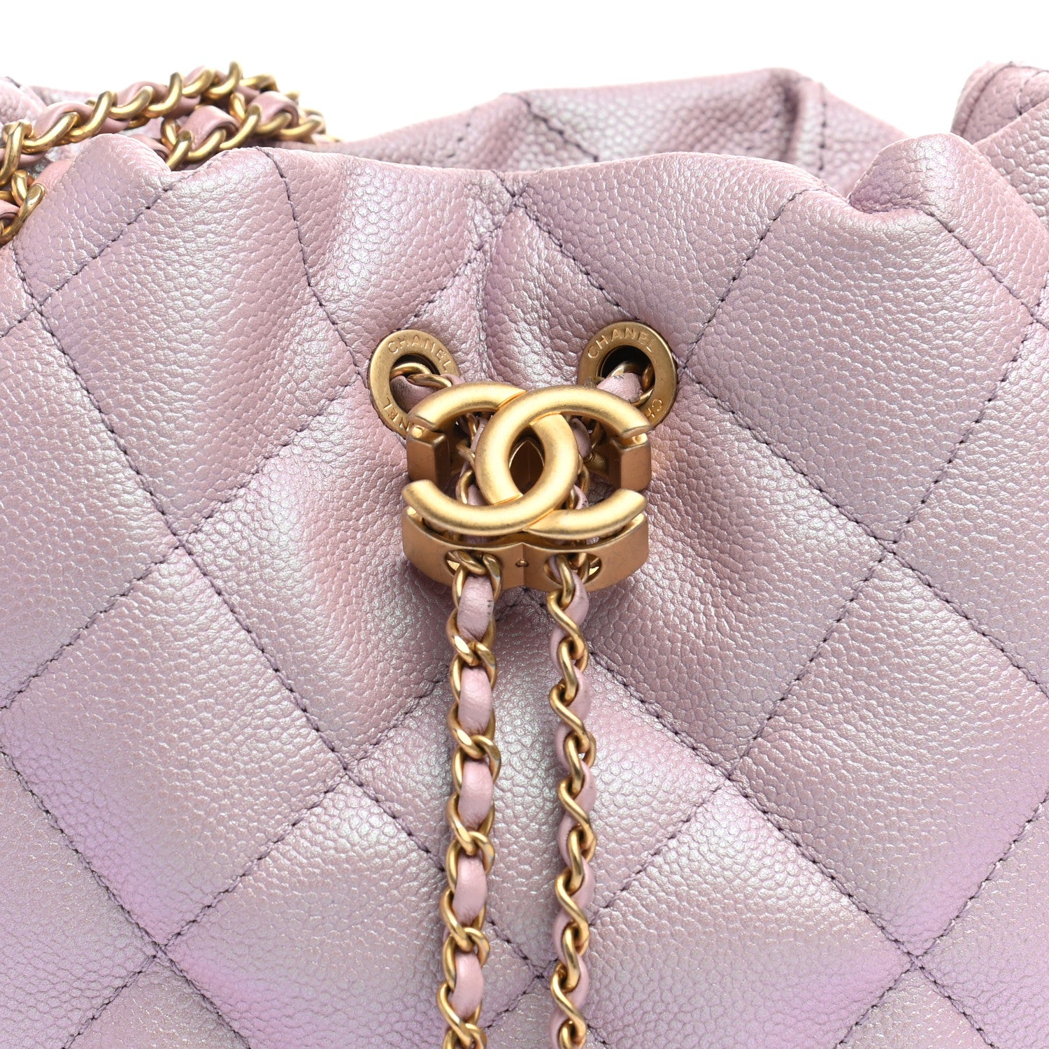 Chanel Iridescent Caviar Quilted My Perfect CC Bucket Drawstring Bag Pink 8 of 11