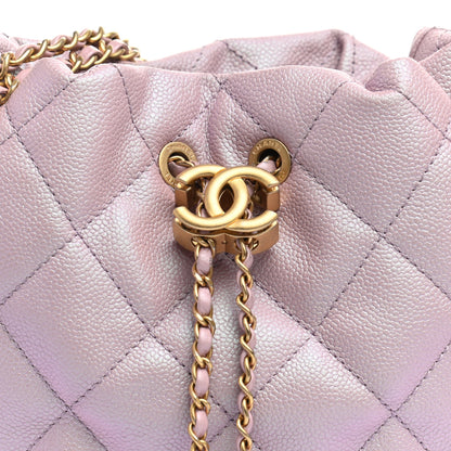 Chanel Iridescent Caviar Quilted My Perfect CC Bucket Drawstring Bag Pink 8 of 11