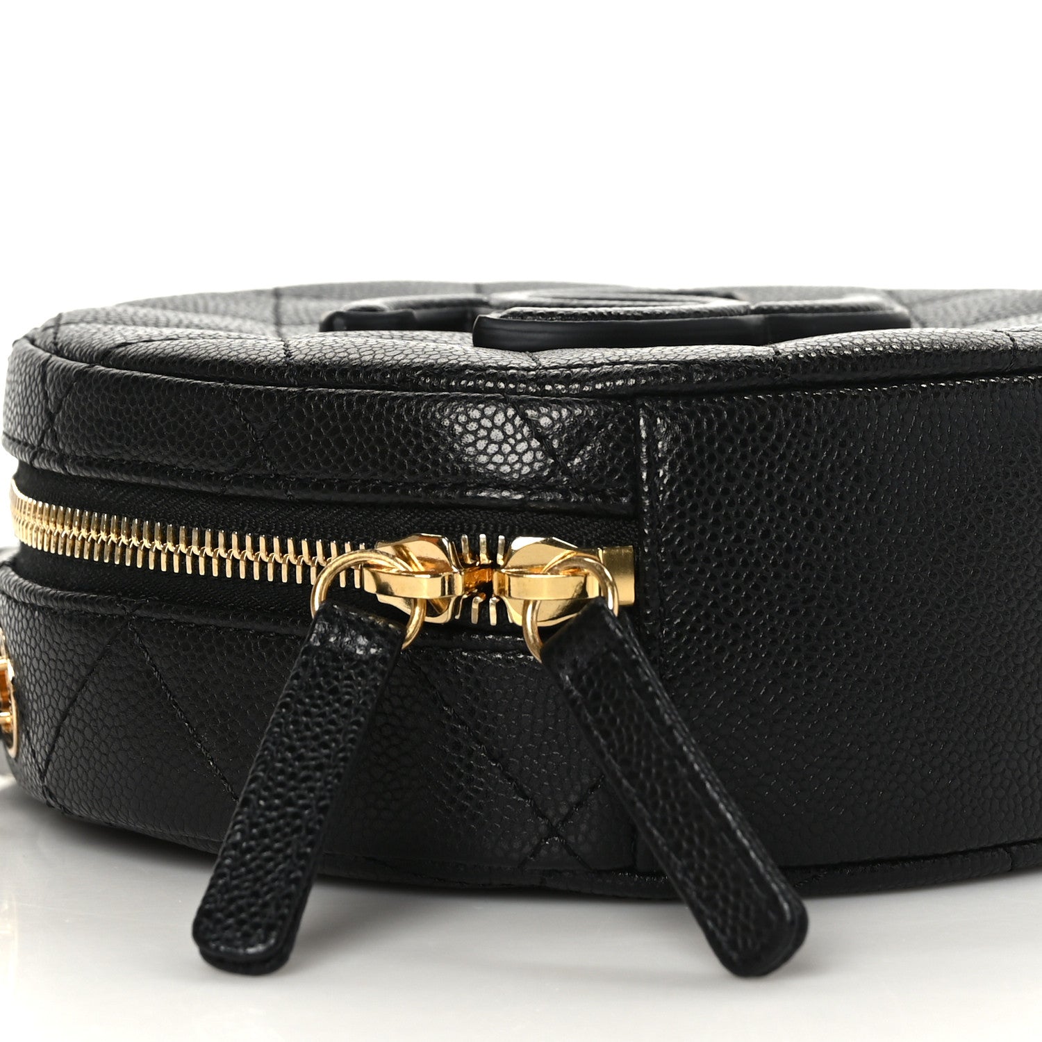 Chanel Caviar Quilted Small Round Vanity With Chain Black 8 of 9