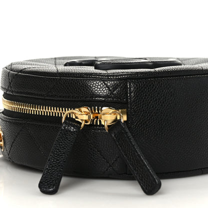 Chanel Caviar Quilted Small Round Vanity With Chain Black 8 of 9