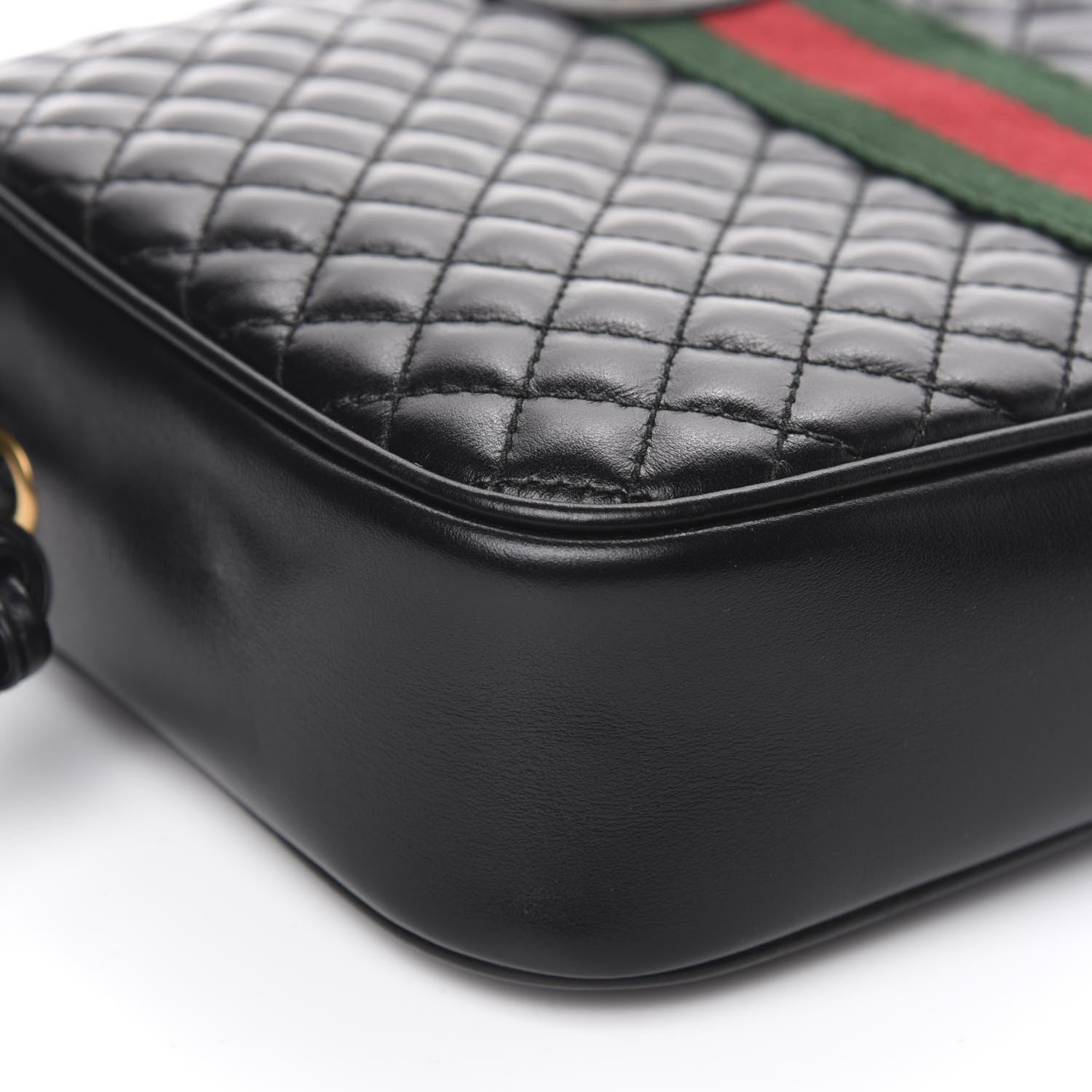 Gucci Calfskin Web Trapuntata Small GG Shoulder Bag Black 8 of 10