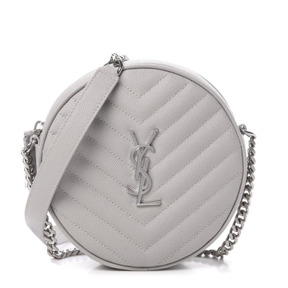 Saint Laurent Grain De Poudre Matelasse Chevron Quilted Round Vinyle Camera Bag Souris 1 of 10