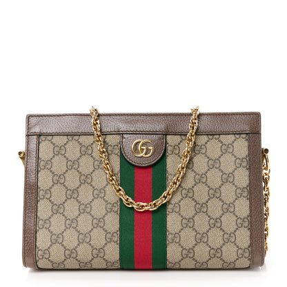 Gucci GG Supreme Monogram Web Small Ophidia Chain Shoulder Bag Brown 1 of 13