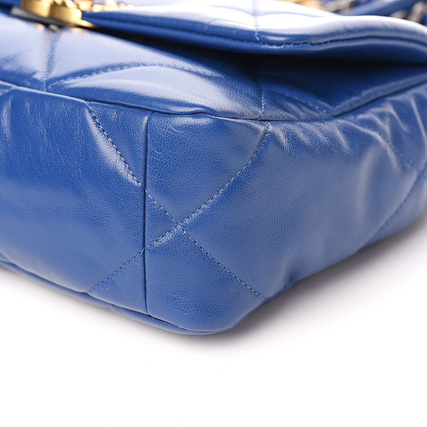 Goatskin Quilted Medium 19 Flap Dark Blue