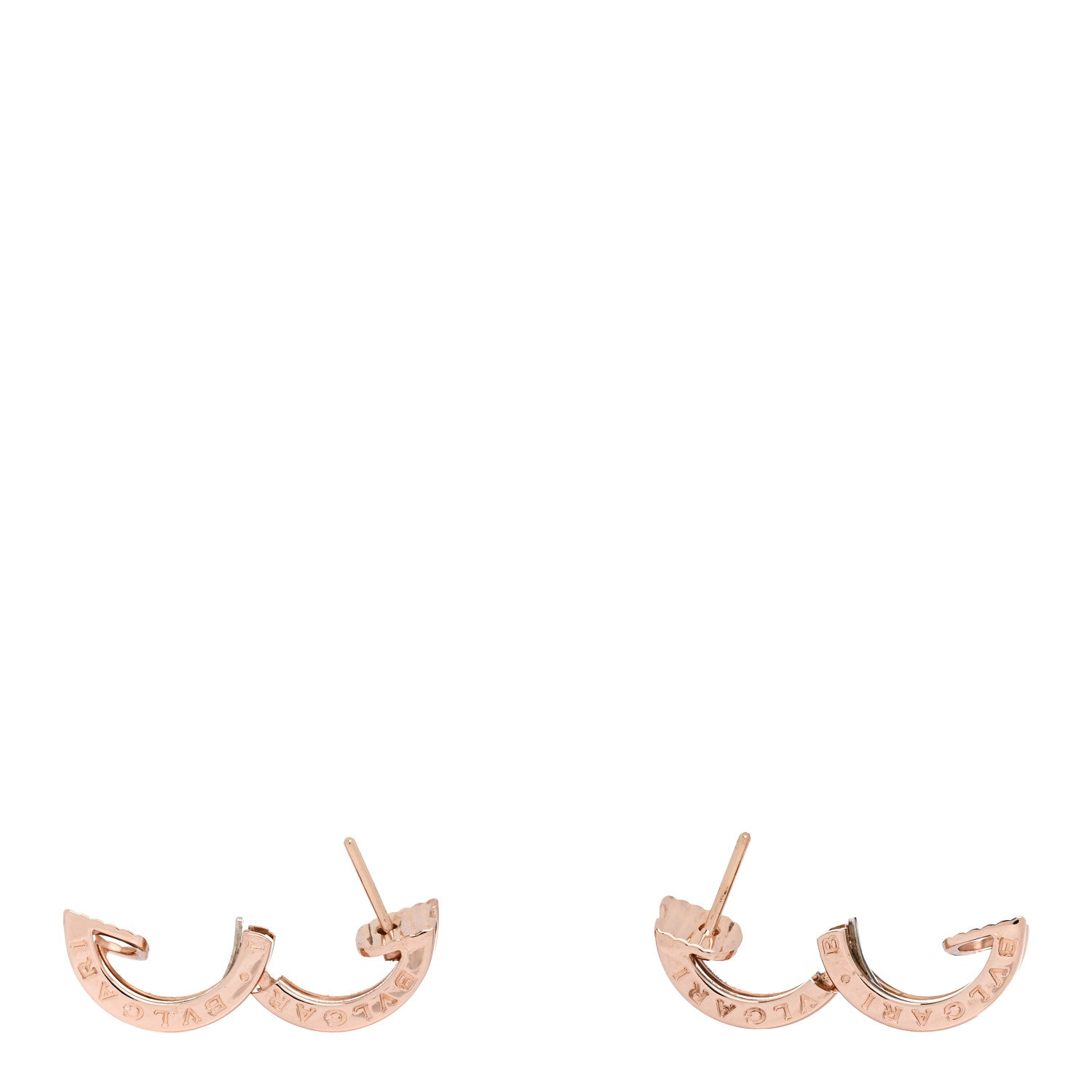 Bulgari 18K Rose Gold Diamond Small B.Zero1 Hoop Earrings 3 of 4