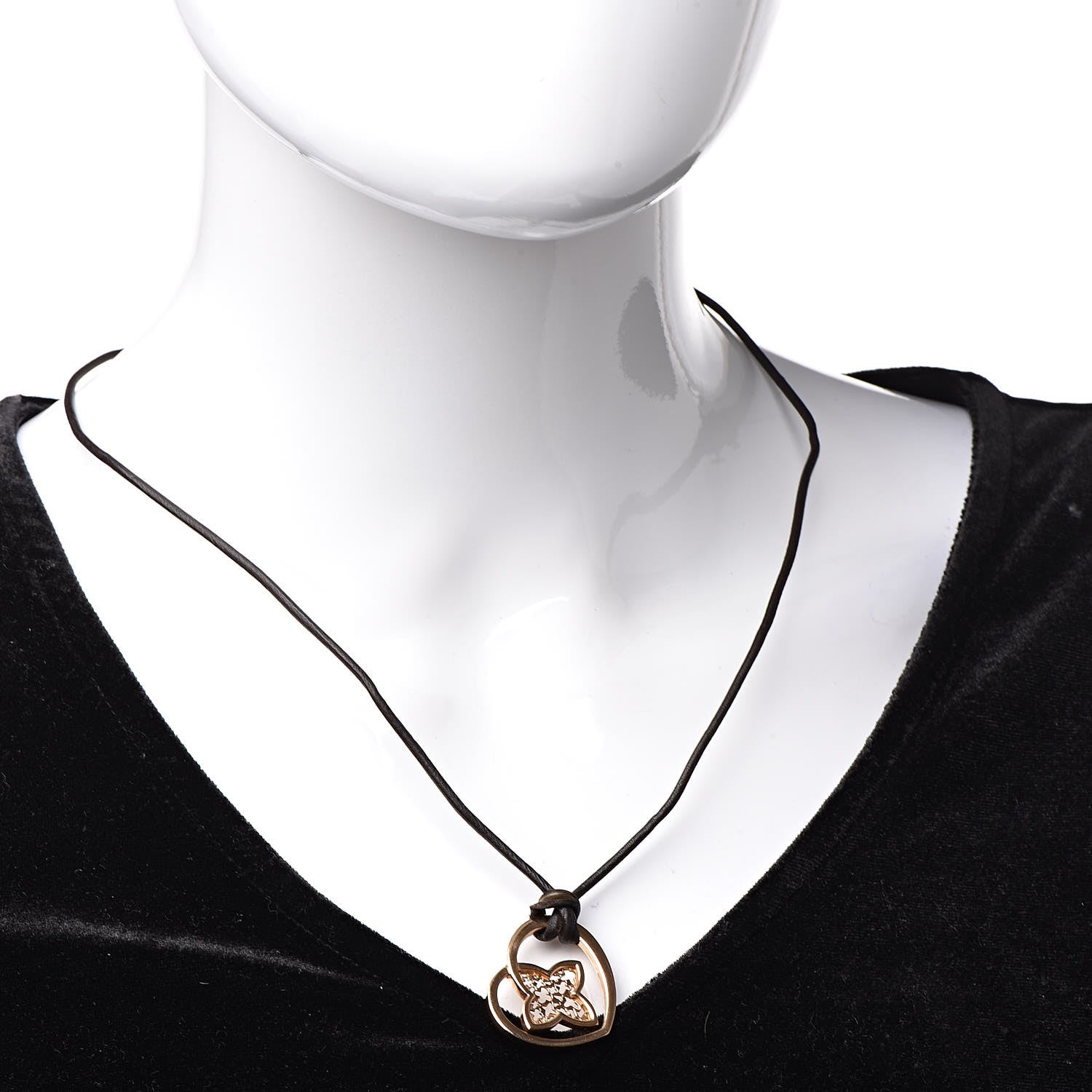 Louis Vuitton 18K Rose Gold Leather Coeur Heart Pendant Necklace 2 of 5