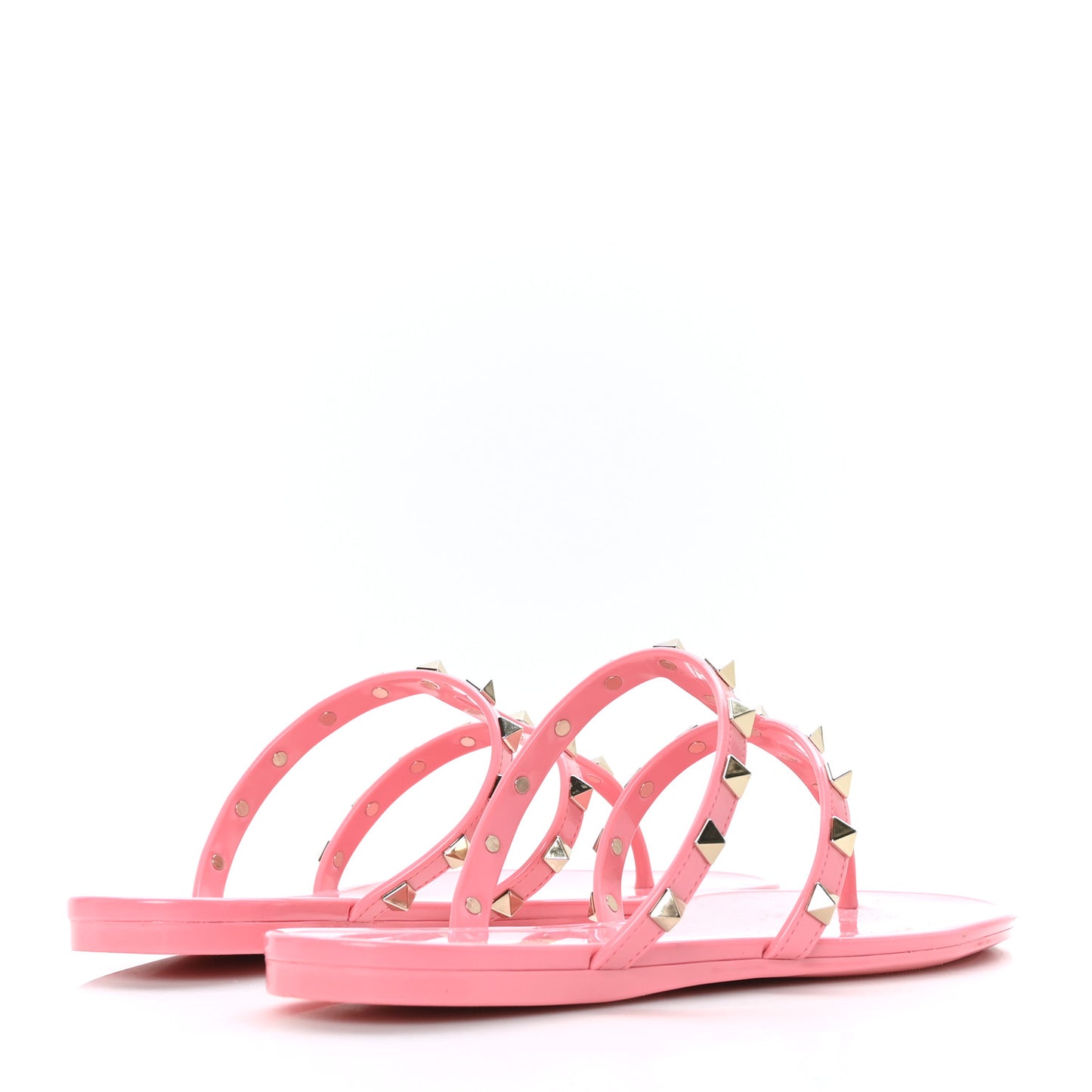 PVC Jelly Rockstud Caged Flat Thong Sandals 38 Sweet Pink