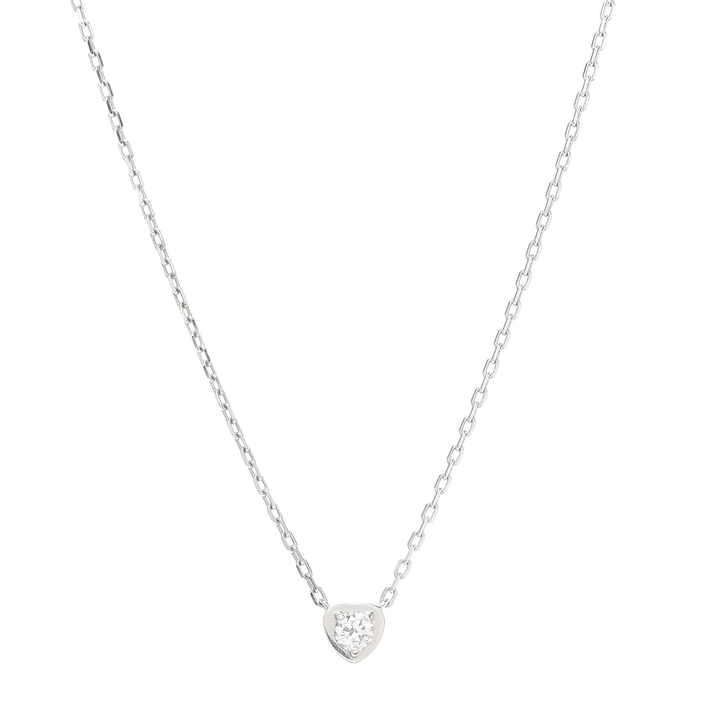 18K White Gold Diamond D'Amour Heart Pendant Necklace