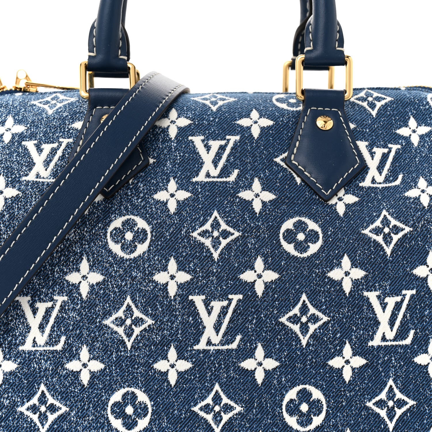 Louis Vuitton Monogram Jacquard Denim Speedy Bandouliere 25 Bleu 7 of 9