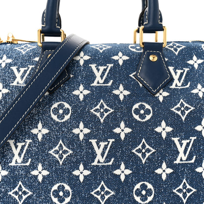 Louis Vuitton Monogram Jacquard Denim Speedy Bandouliere 25 Bleu 7 of 9