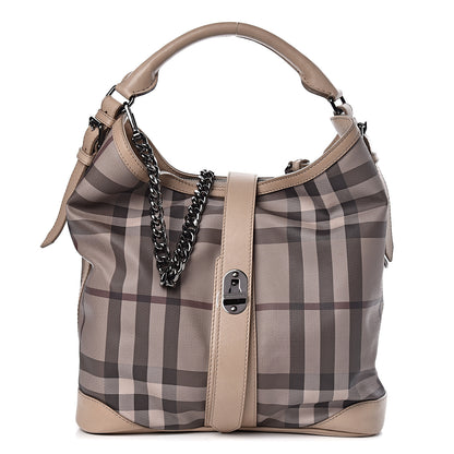 Burberry Smoked Check Medium Weatherby Hobo Trench 1 of 16