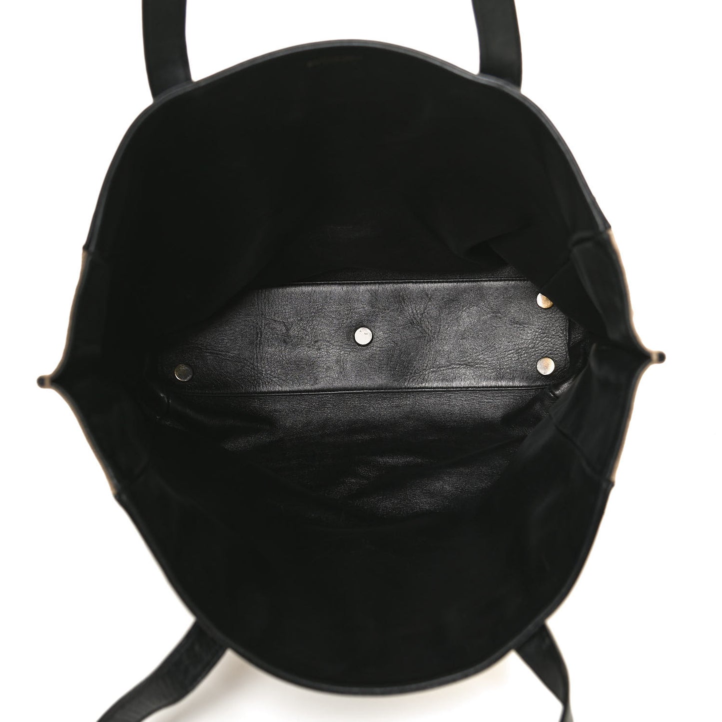 Calfskin Canvas North South Reversible Shopping Tote Black