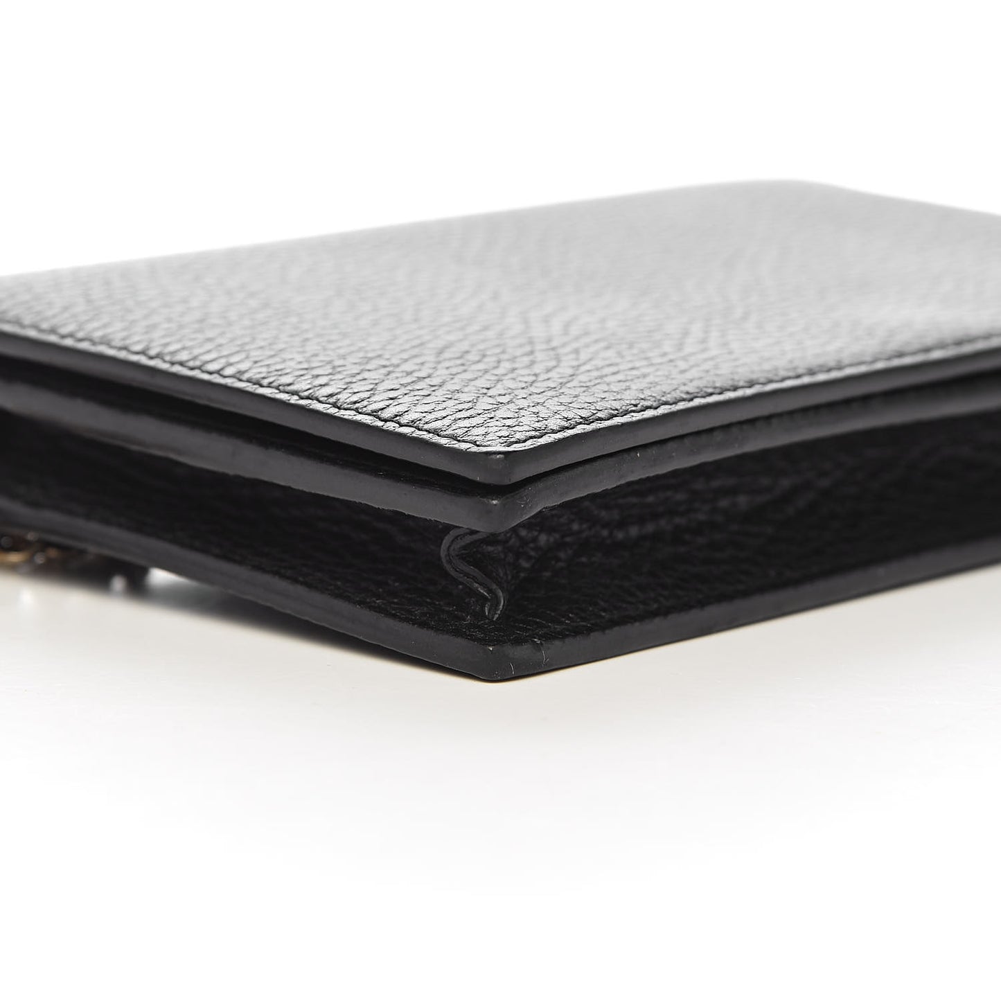 Dollar Calfskin Medium Betty Chain Wallet Black