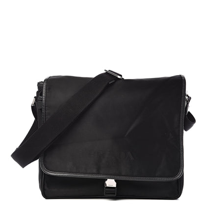 Prada Tessuto Nylon Saffiano Messenger Satchel Black 1 of 12