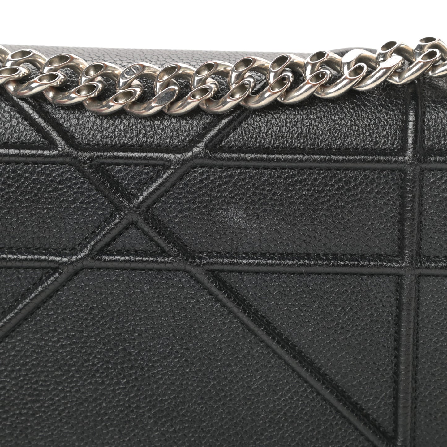 Grained Calfskin Small Diorama Flap Bag Black
