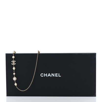 Chanel Pearl Crystal CC Long Necklace Gold 5 of 5