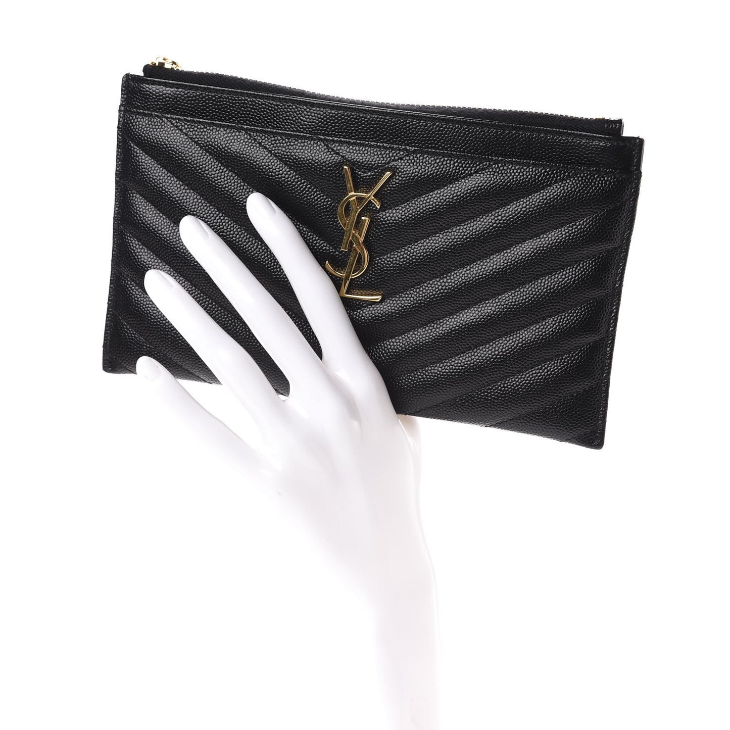 Grain De Poudre Chevron Monogram Bill Pouch Black