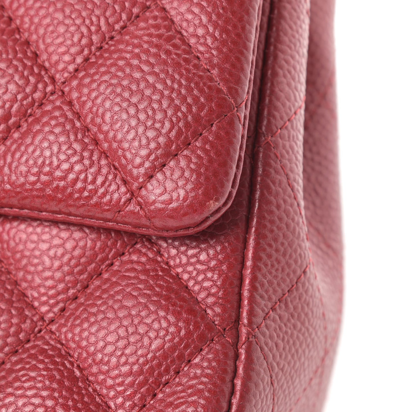 Caviar Quilted Mini Square Flap Red
