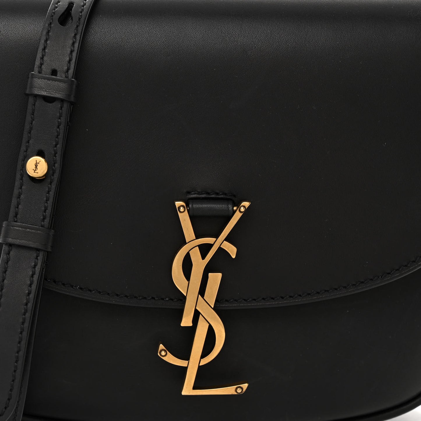 Smooth Calfskin Monogram Medium Kaia Satchel Black