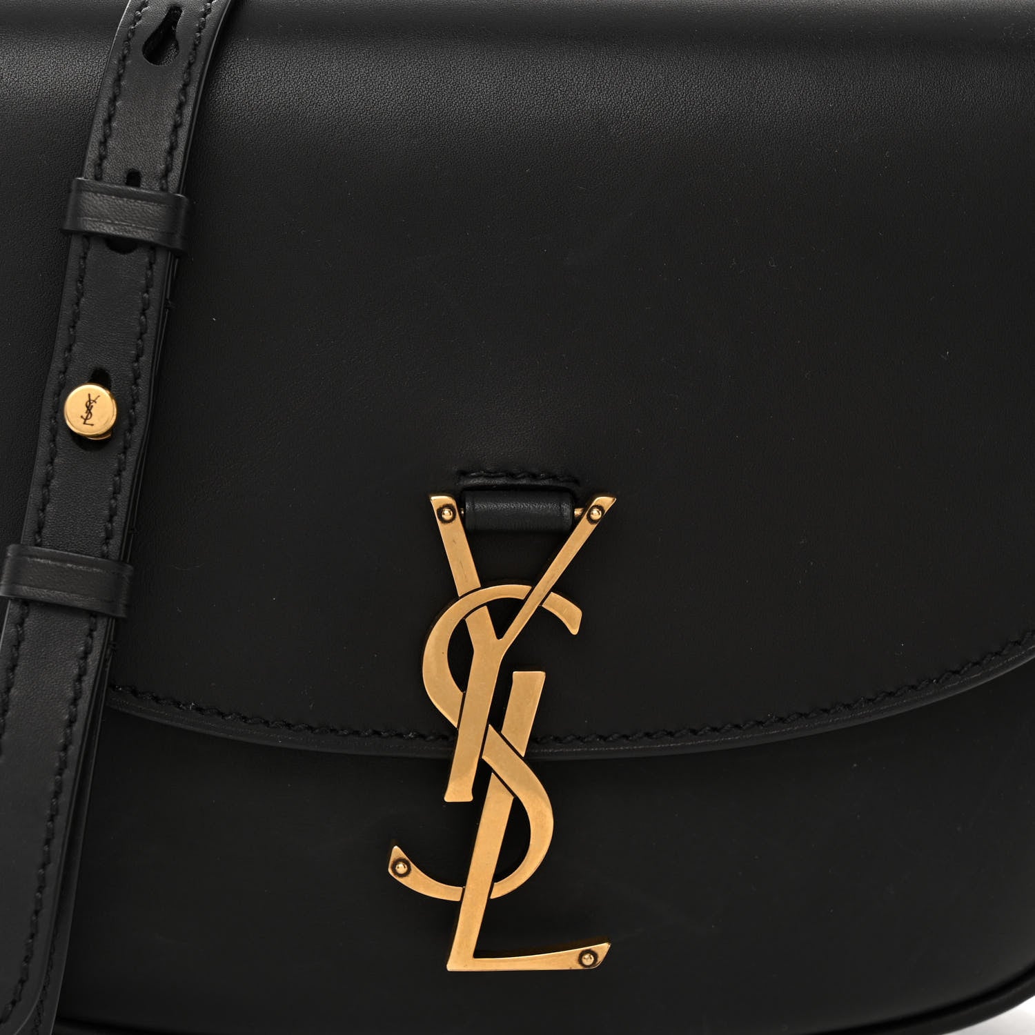 Saint Laurent Smooth Calfskin Monogram Medium Kaia Satchel Black 7 of 9