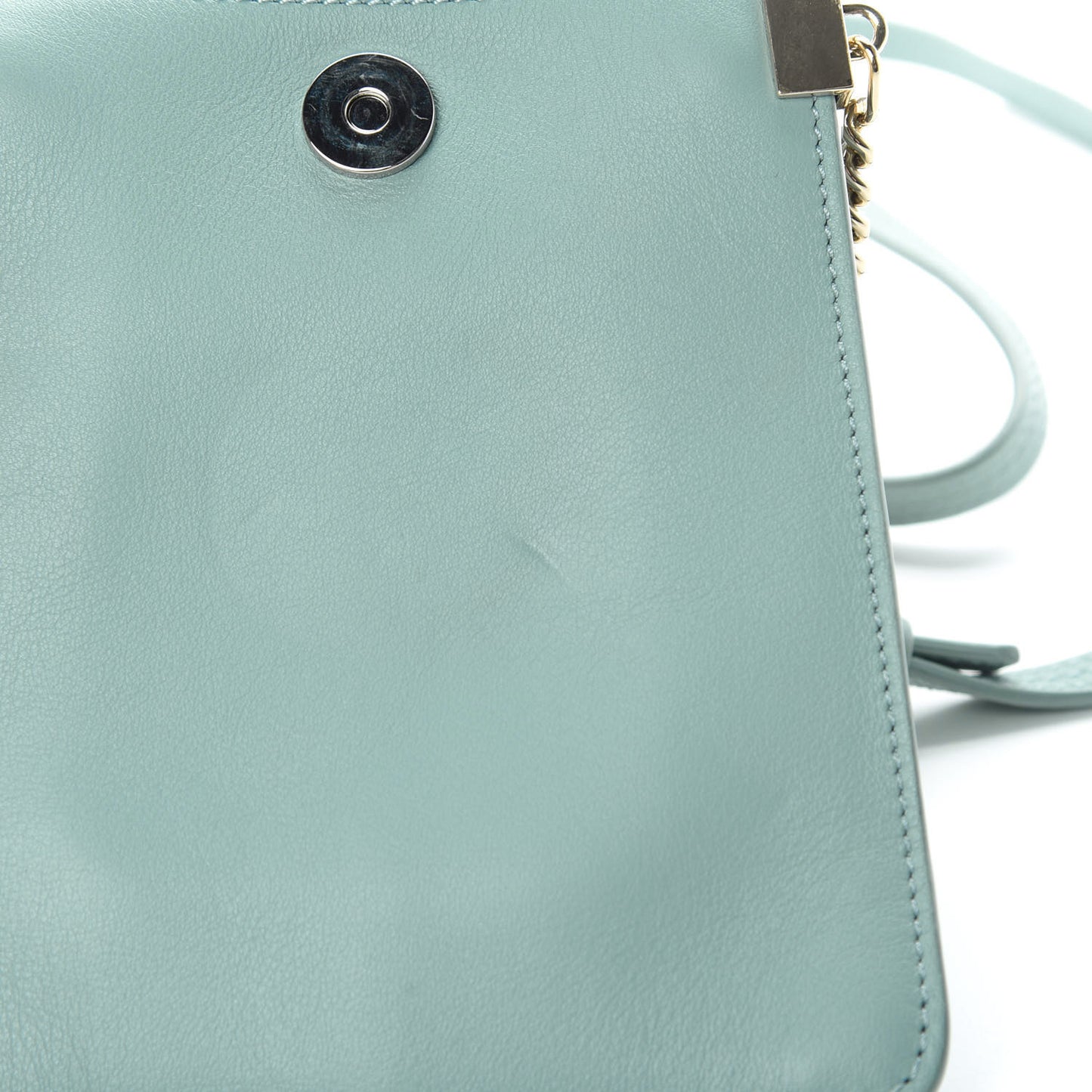 Suede Calfskin Mini Faye Bracelet Bag Cloudy Blue