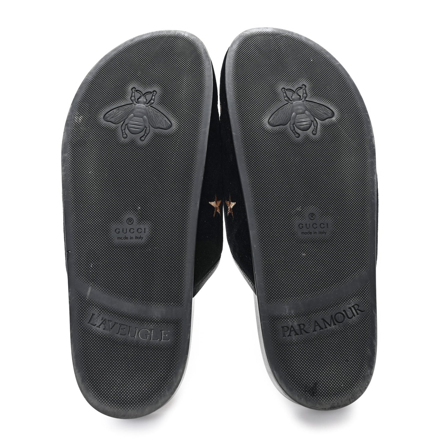Softy Velvet Malaga Kid Bee Star Embroidered Womens Horsebit River Slippers 38.5 Black