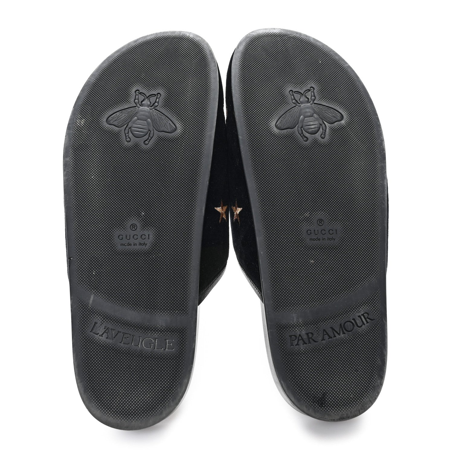 Gucci Softy Velvet Malaga Kid Bee Star Embroidered Womens Horsebit River Slippers 38.5 Black 6 of 9
