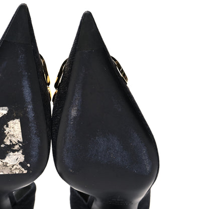 Balenciaga Denim BB D'Orsay Pointed Toe Knife 80mm Pump 38.5 Black 7 of 9