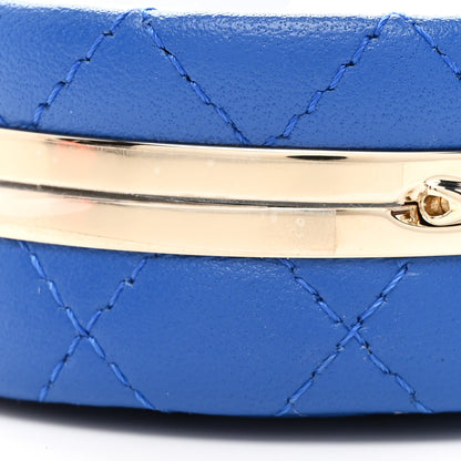 Chanel Lambskin Enamel Quilted Round Poker Chip Clutch With Chain Blue White 10 of 11