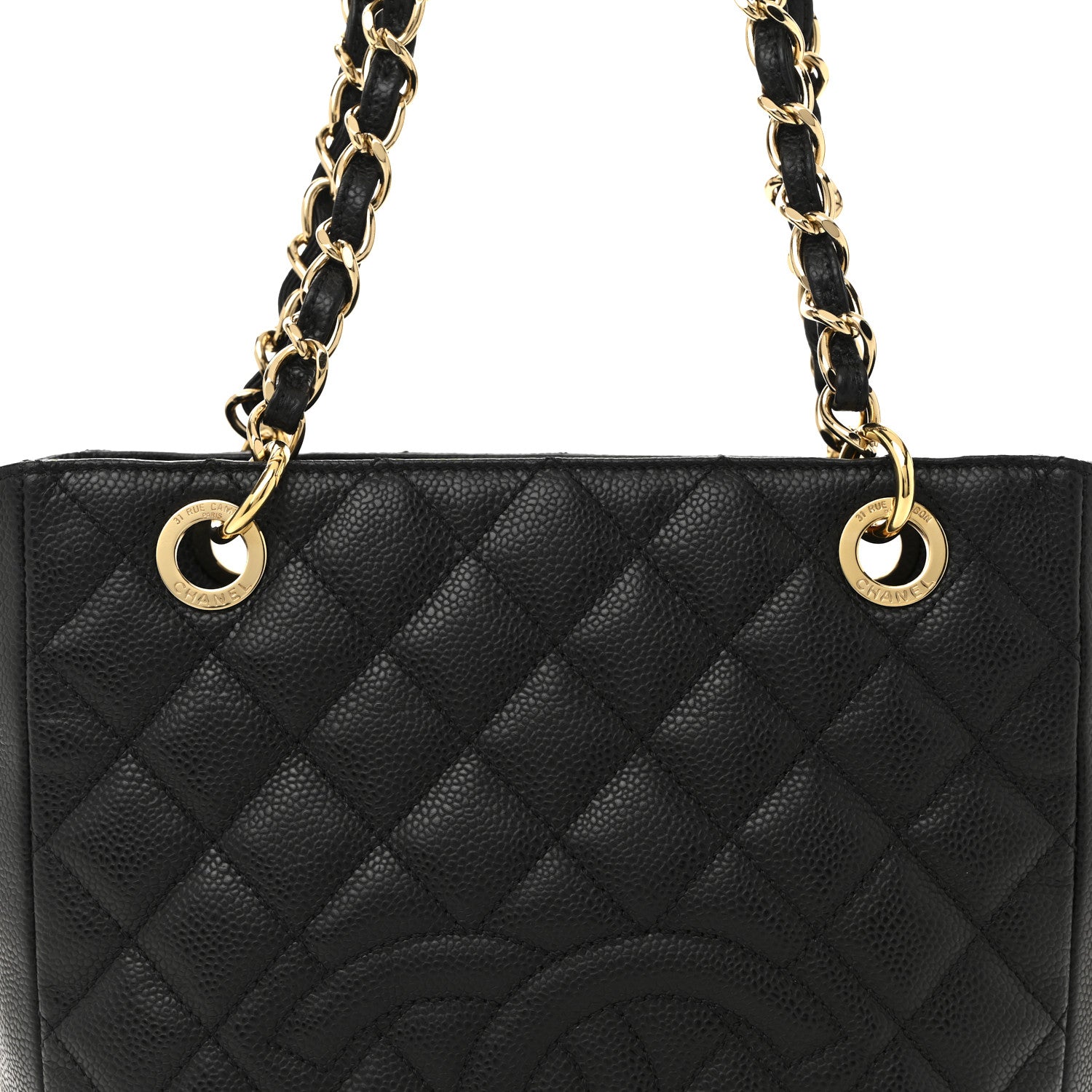 Chanel Caviar Quilted Petit Shopping Tote PST Black 8 of 11