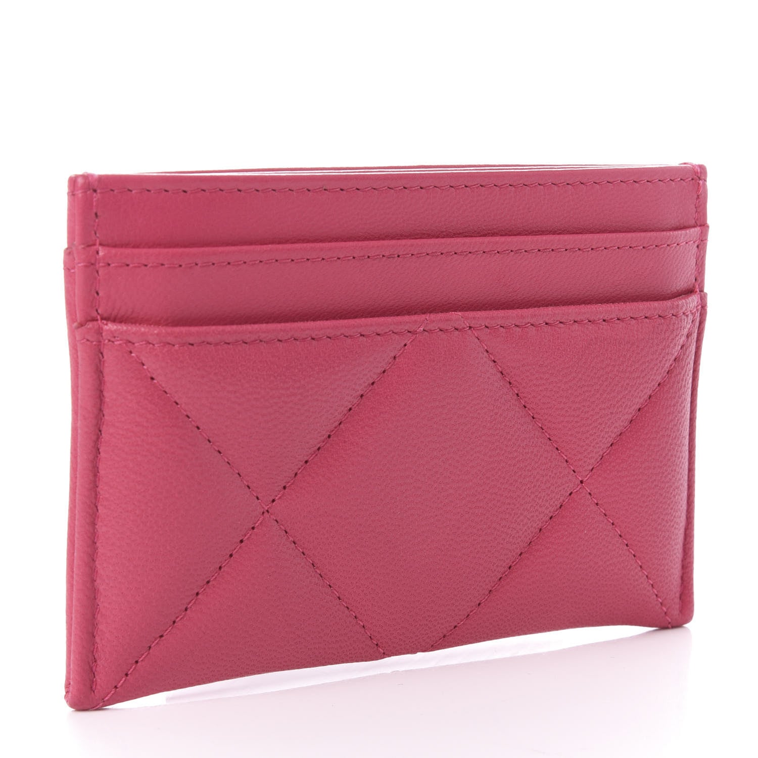Chanel Lambskin Quilted Chanel 19 Card Holder Dark Pink 3 of 9