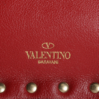 Valentino Garavani Vitello Italian Pop Small Rockstud Zip Pouch Deep Rose Scarlet 8 of 9