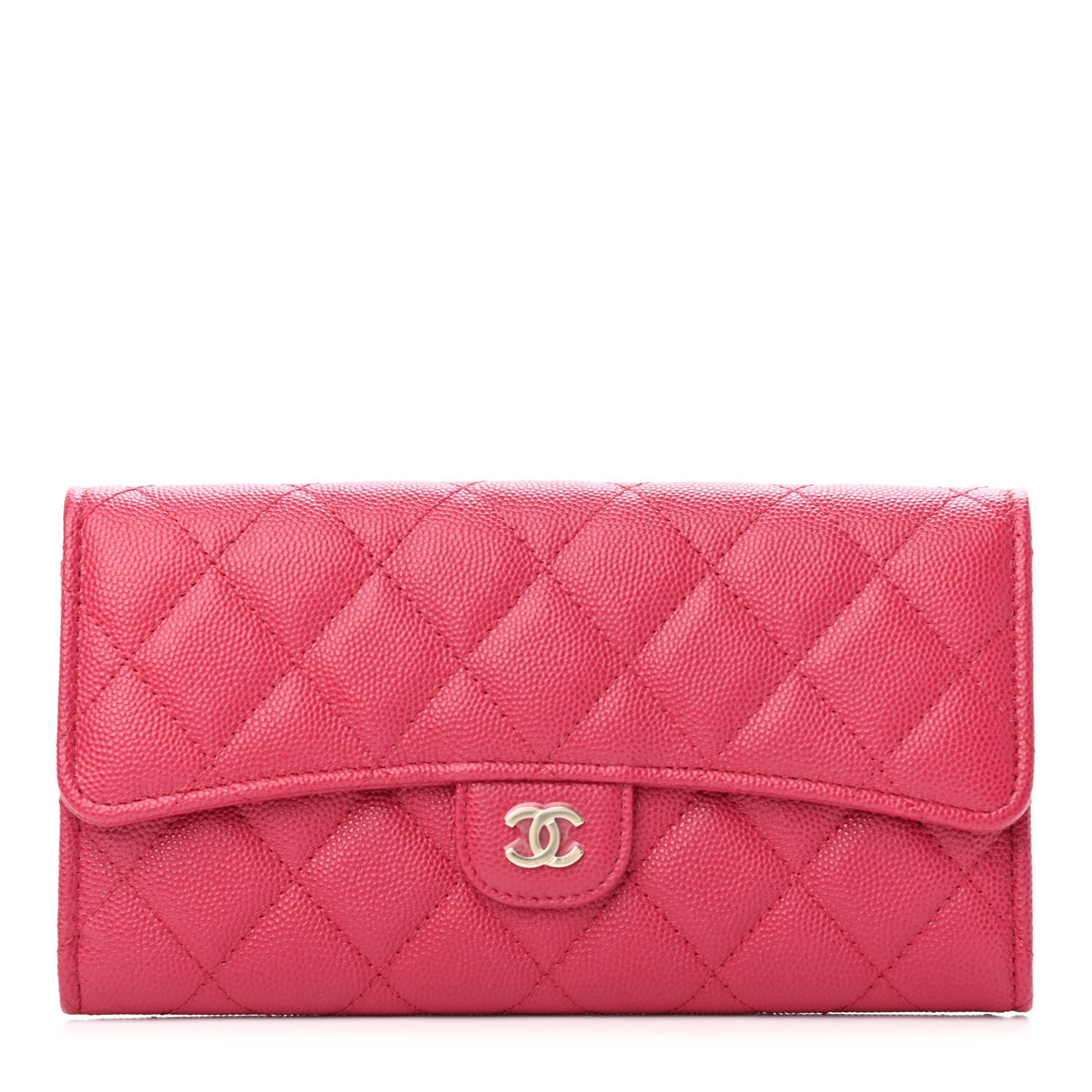 Chanel Caviar Quilted Long Flap Wallet Dark Pink 1 of 4