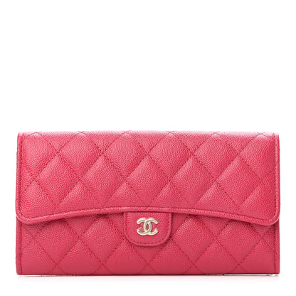 Chanel Caviar Quilted Long Flap Wallet Dark Pink 1 of 4