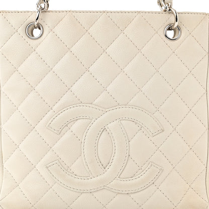 Chanel Caviar Quilted Petit Shopping Tote PST White 8 of 13