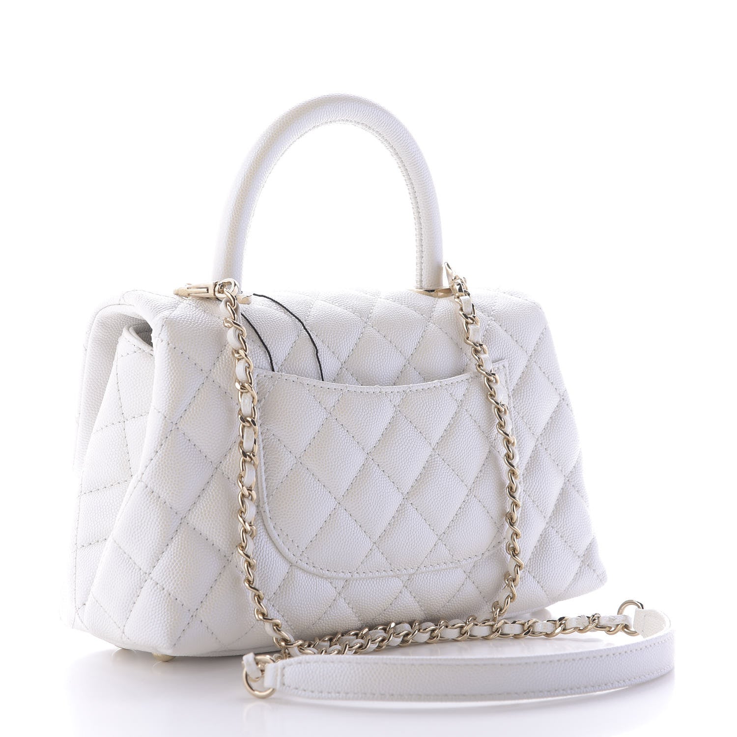 Chanel Iridescent Caviar Quilted Mini Coco Handle Flap White 3 of 10
