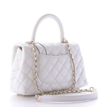Chanel Iridescent Caviar Quilted Mini Coco Handle Flap White 3 of 10